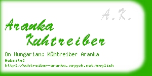 aranka kuhtreiber business card